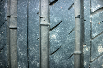 Rubber tire tread on the car