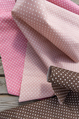 Rolls of colored polka dots flax
