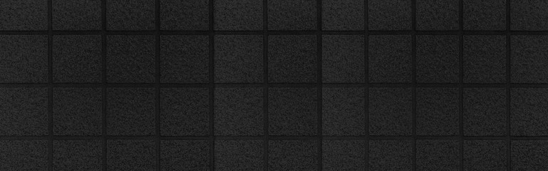 Panorama of Black rubber tile for flooring texture and seamless background , Rubber tile floor...