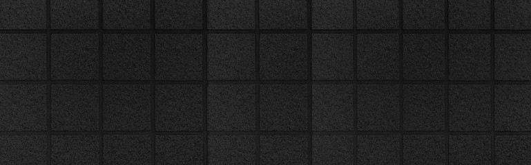 Panorama of Black rubber tile for flooring texture and seamless background , Rubber tile floor pattern and background