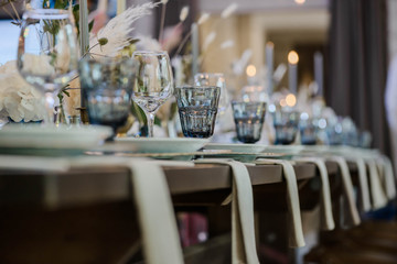 blue and gold boho wedding decor