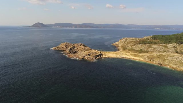 Celtic settlement of Castro de Baroña. Beach of Porto do Son, A Coruña. Galicia, Spain