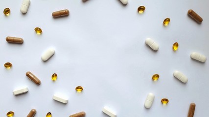 background of the frame of the pills and the tablets