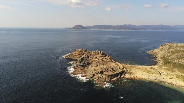 Celtic settlement of Castro de Baroña. Beach of Porto do Son, A Coruña. Galicia, Spain