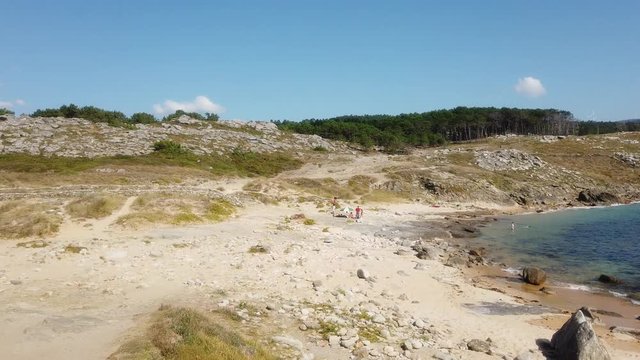 Beach of Porto do Son in Celtic settlement of Castro de Baroña.  A Coruña. Galicia, Spain