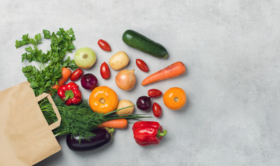 vegetables in paper shopping bag