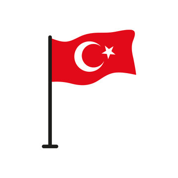 turkey flag icon, flat style