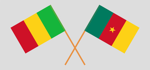 Crossed flags of Mali and Cameroon