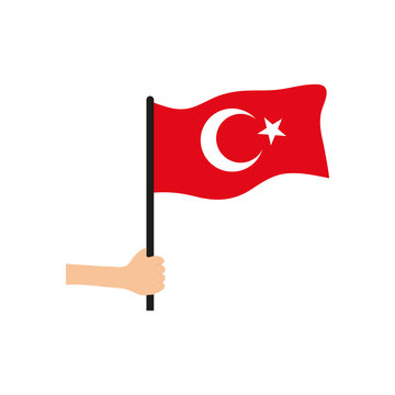 hand holding a turkey flag icon, flat style