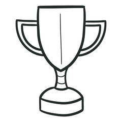 Cup Trophy Traditional Doodle. Icons Sketch Hand Made. Design Vector Line Art.