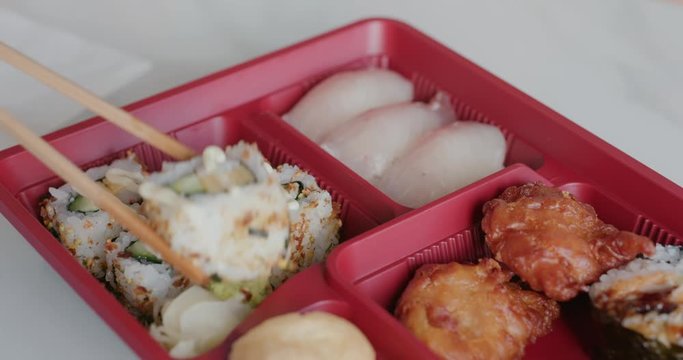 Delicious Japanese sushi lunch box