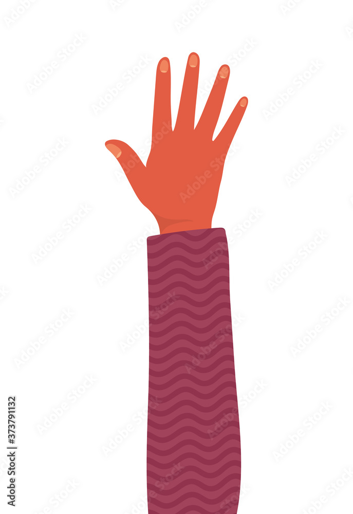 Sticker hand up design of People arm finger person learn communication healthcare theme Vector illustration