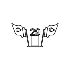 turkey flags and turkey republic date, line style
