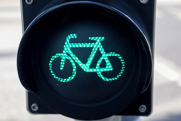 Green and red traffic lights for pedestrian and bicycles