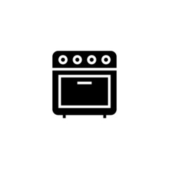 Fototapeta premium Oven Icon in black flat glyph, filled style isolated on white background