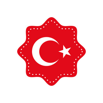 decorative star with turkey flag design, flat style