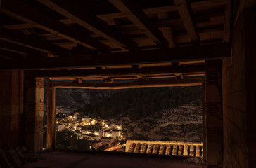 night view of alcala del jucar from a window