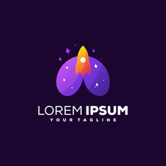 rocket sky gradient logo design