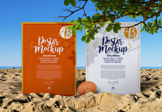 Beach Scene Poster Mockup 