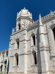 Fototapeta na wymiar Close-up view of the facade of the beautiful Hieronymites Monastery of Jeronimos in Belem, Lisbon