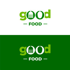 Fototapeta na wymiar Good Food Typography logo designs, Restaurant Logo Design Template Inspiration