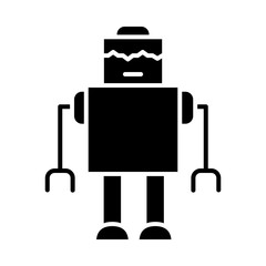 square robot standing icon, silhouette style