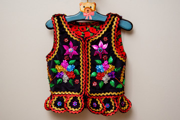 Handmade Polish traditional costume (Stroj Krakowski) in the making.