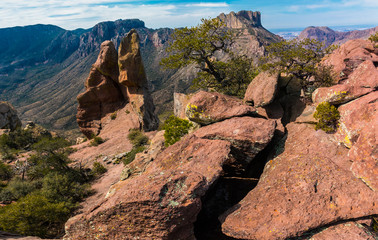 Rock Formations and Casa Grande Peak on The Lost Mine Trail, Big Bend National Park,Texas,USA