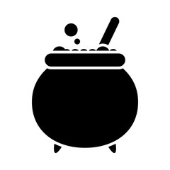 halloween witch cauldron icon, silhouette style