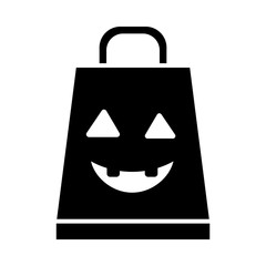 halloween trick treat bag icon, silhouette style
