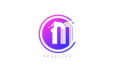 Initial Letter M Overlap Linear Bold Modern Gradient Dots Circle Logotype