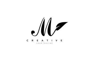 Initial M Letter Minimalism Organic Monogram Type