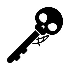 halloween skull key icon, silhouette style