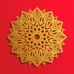 golden luxury mandala ornament material design vector