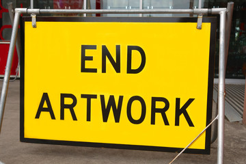 End artwork sign outside an art gallery in Australia.