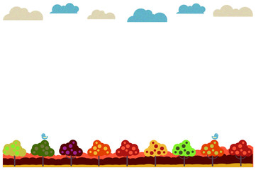 frame with trees and birds