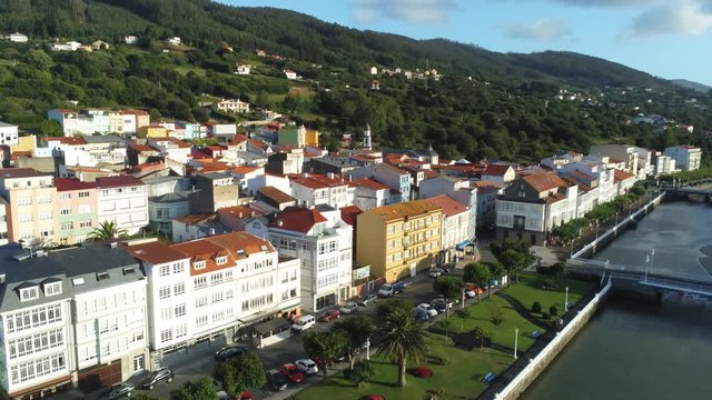 Landscape in Cedeira, coastal village in Galicia,Spain. Aerial Drone Footage