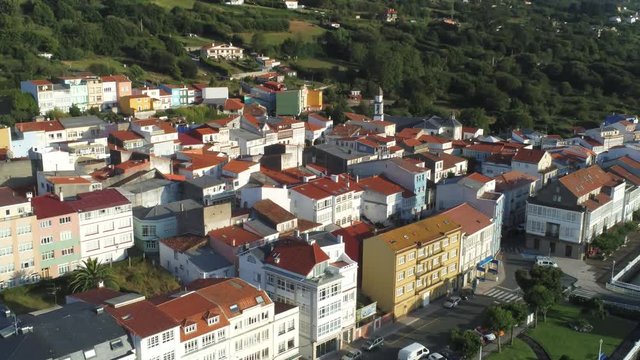 Landscape in Cedeira, coastal village in Galicia,Spain. Aerial Drone Footage