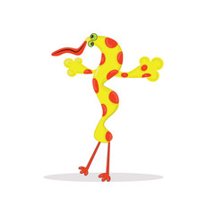 Funny yellow halloween monster or alien