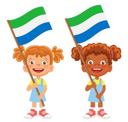 sierra leone flag in hand set