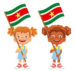 Suriname flag in hand set