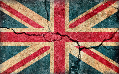 Grunge country flag illustration (cracked concrete background) / UK, United Kingdom.