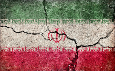 Grunge country flag illustration (cracked concrete background) /  Iran.