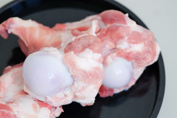 Fresh and Raw Pork leg bone.