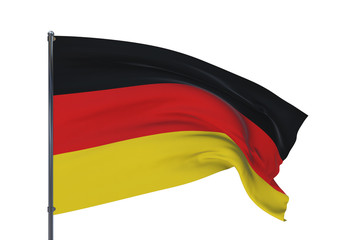 3D illustration. Waving flags of the world - flag of Germany. Isolated on white background.