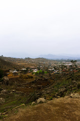 Fototapeta na wymiar Peruvian settlement on a valley