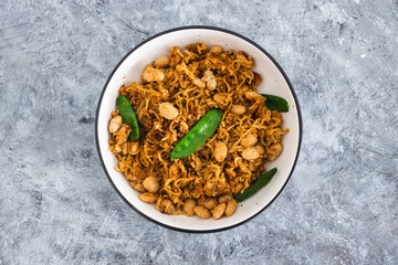 plant-based food, vegan ginger noodles with butter beans and snap peas