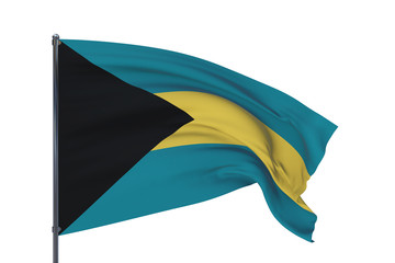3D illustration. Waving flags of the world - flag of Bahamas. Isolated on white background.