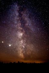 Vertical Milky Way on a farmland 