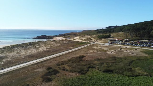 Doninos, beautiful beach of Galicia,Spain. Aerial Drone Footage